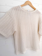 Chandail en maille blanc cassé à manches courtes Zara – seconde main – vue 2